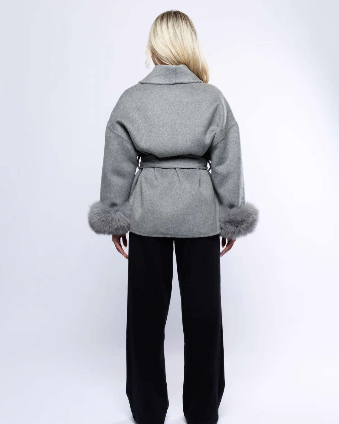 PERSEPHONE Kurzer Wollmantel mit Fell