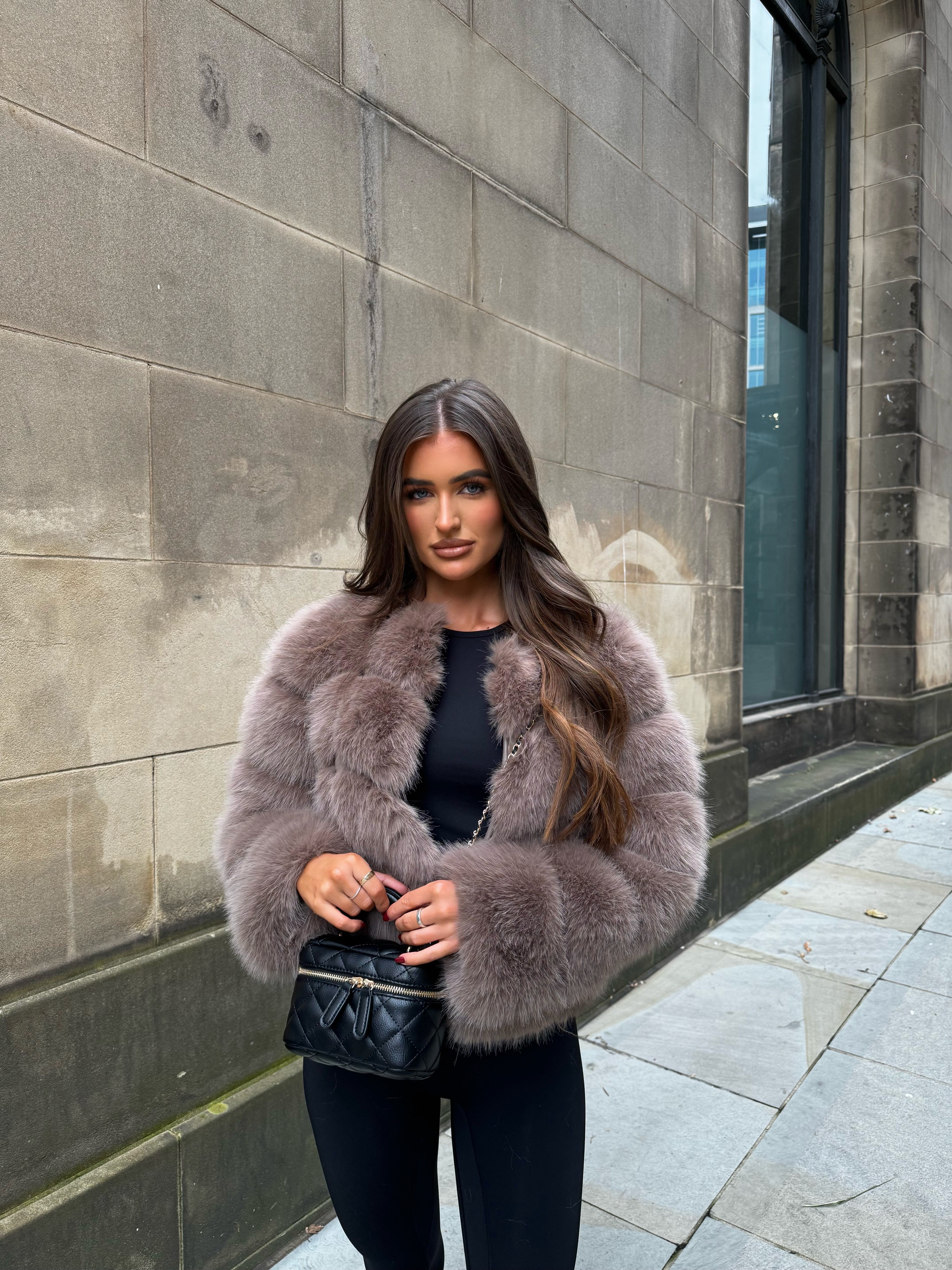 MAYA Pelzmantel Faux Fur - Hellbraun