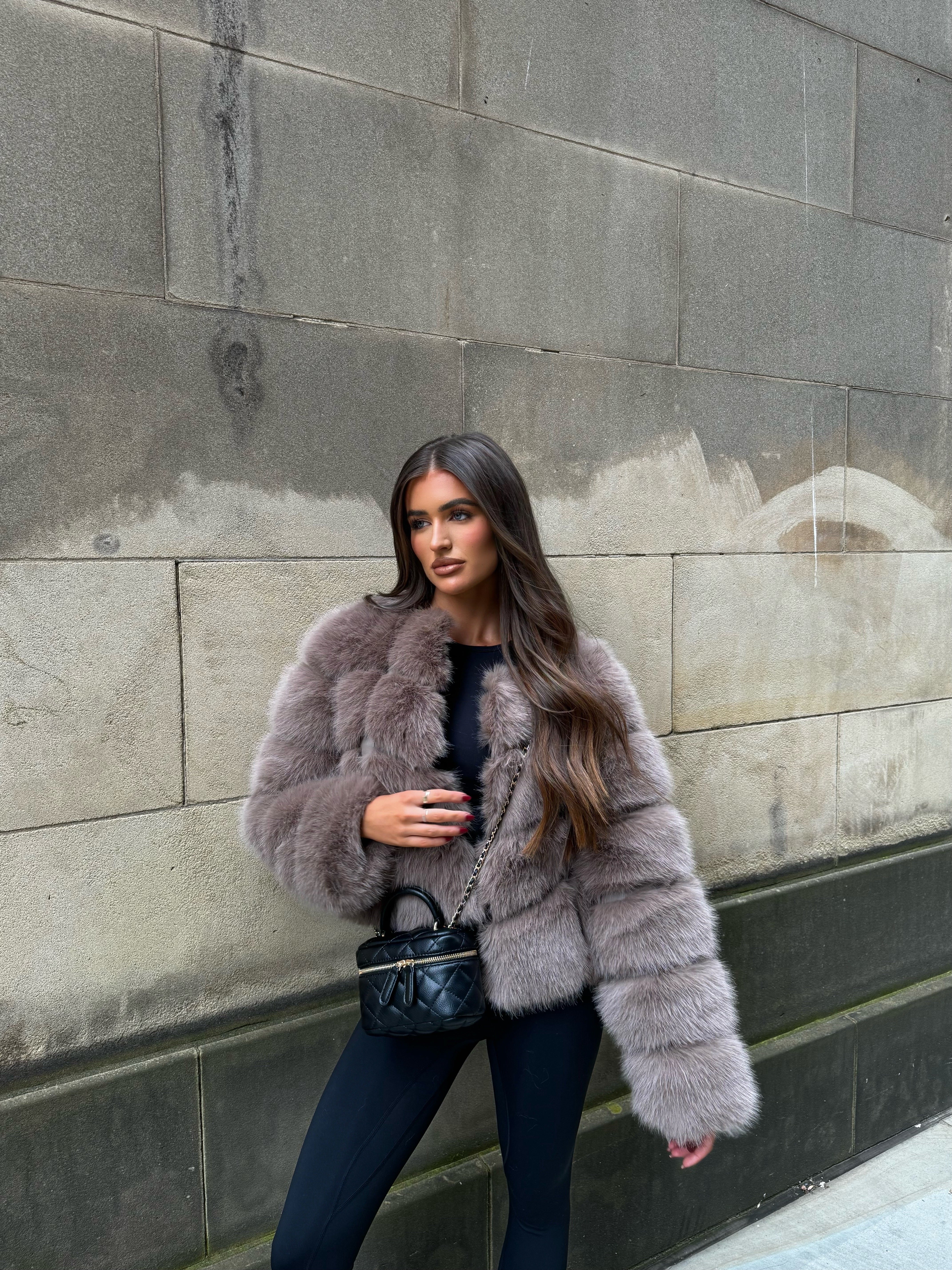 MAYA Pelzmantel Faux Fur - Hellbraun