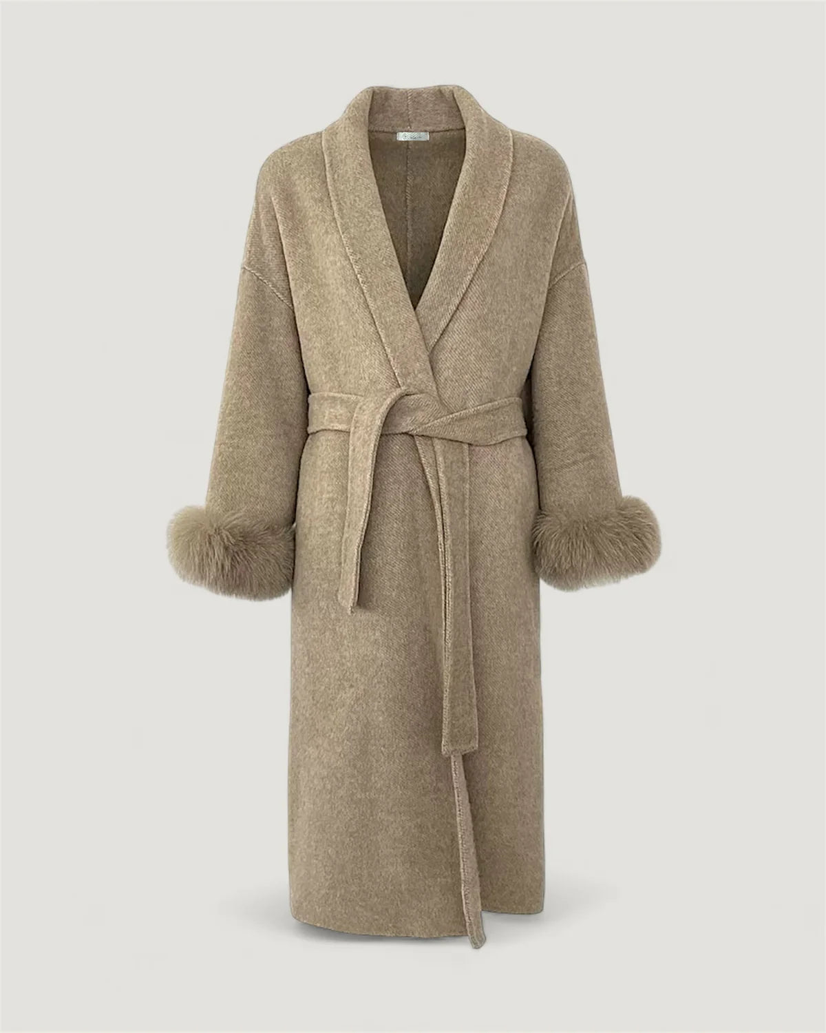 LUCIENNE Langer Wollmantel mit Fell