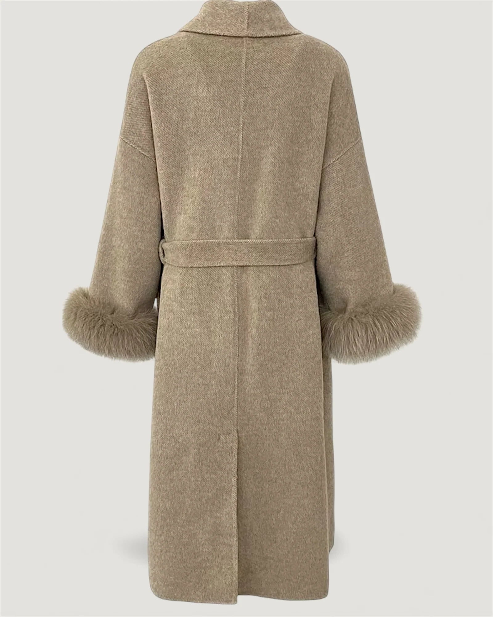 LUCIENNE Langer Wollmantel mit Fell