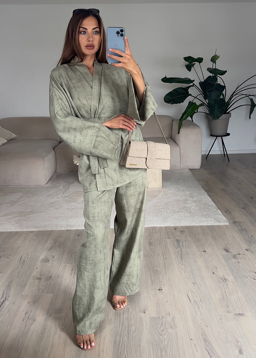 FIONA Gemusterter Zweiteiler - Khaki