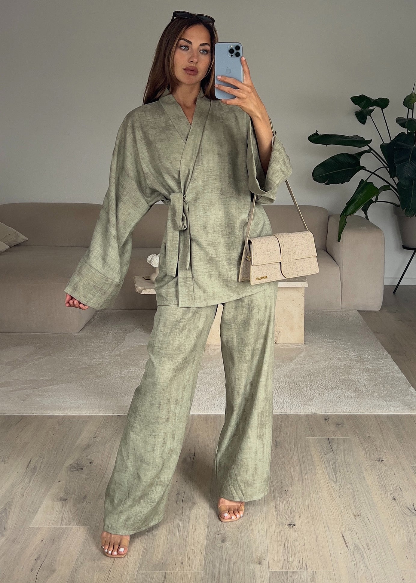 FIONA Gemusterter Zweiteiler - Khaki