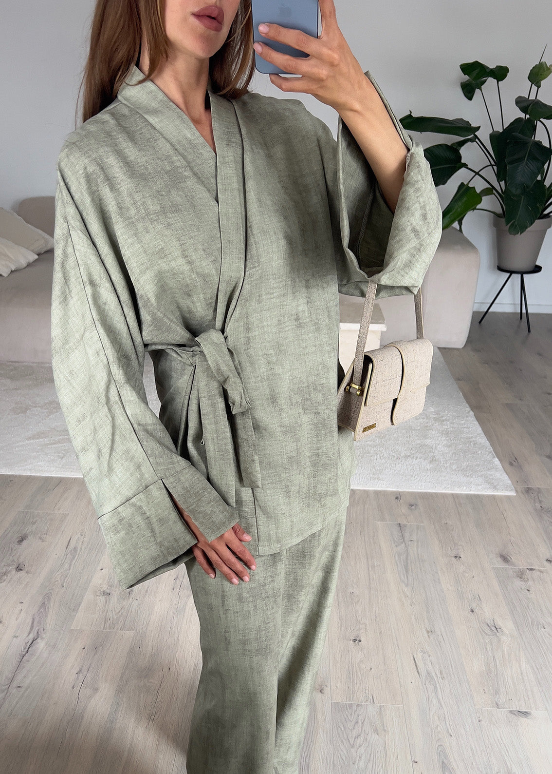 FIONA Gemusterter Zweiteiler - Khaki