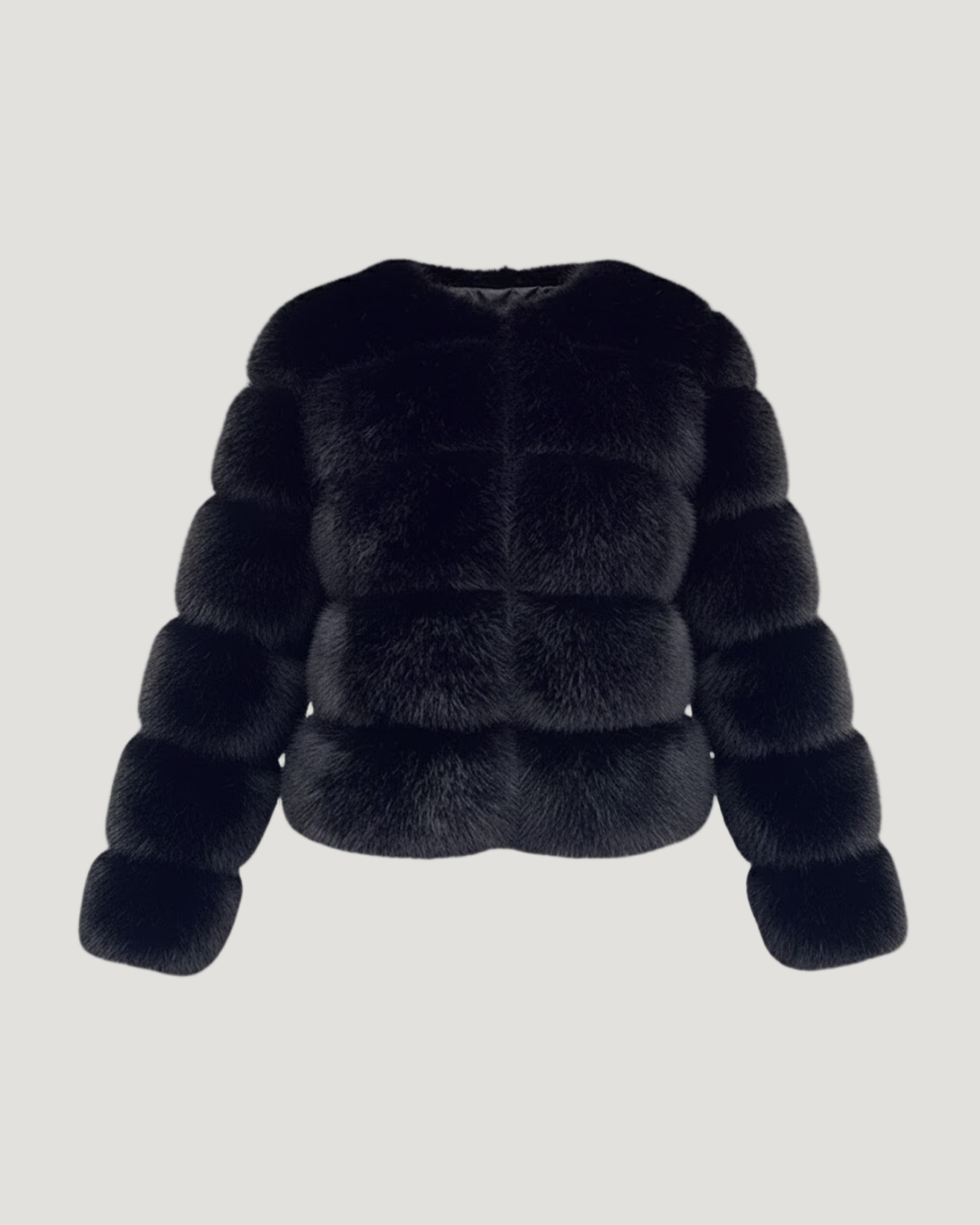 SEREN Pelzmantel Faux Fur Schwarz Kurz