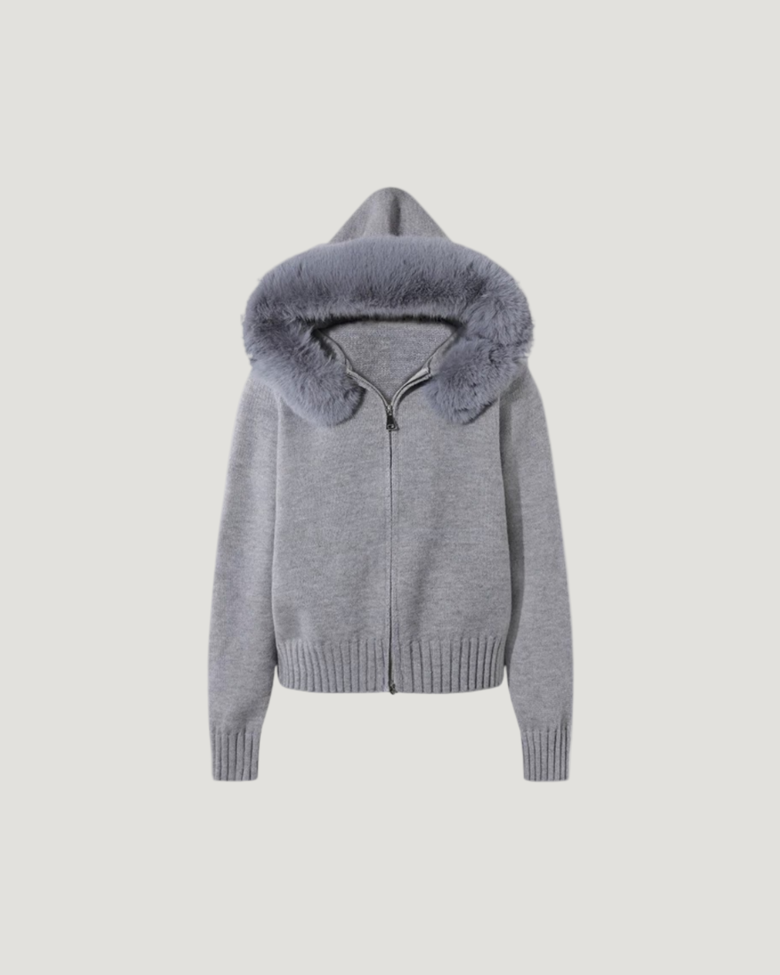 SORA STRICKJACKE MIT KUNSTFELLKRAGEN