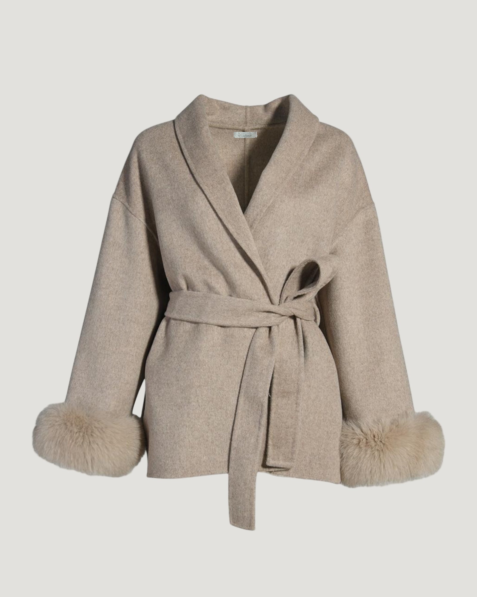 PERSEPHONE Kurzer Wollmantel mit Fell
