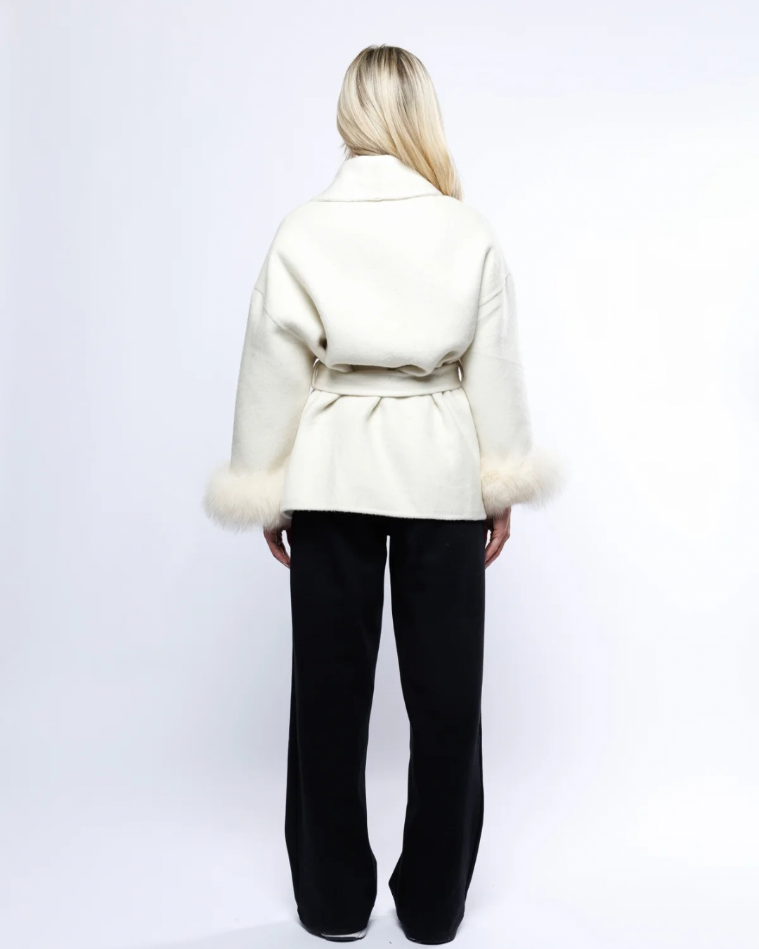 PERSEPHONE Kurzer Wollmantel mit Fell