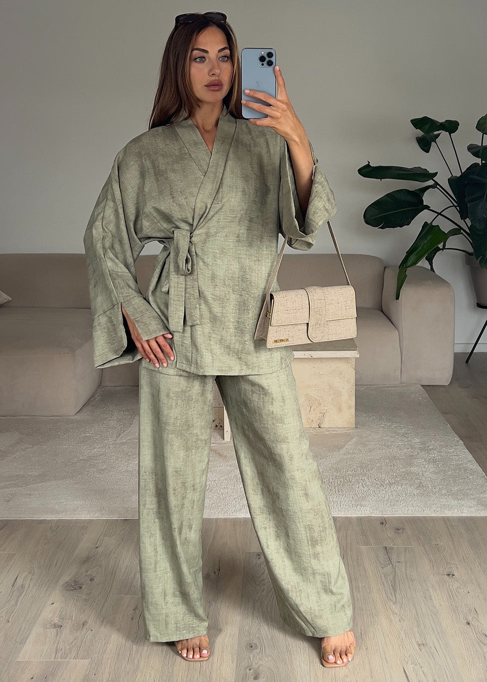 FIONA Gemusterter Zweiteiler - Khaki