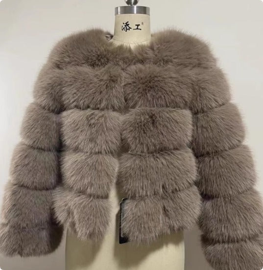 MAYA Pelzmantel Faux Fur - Hellbraun