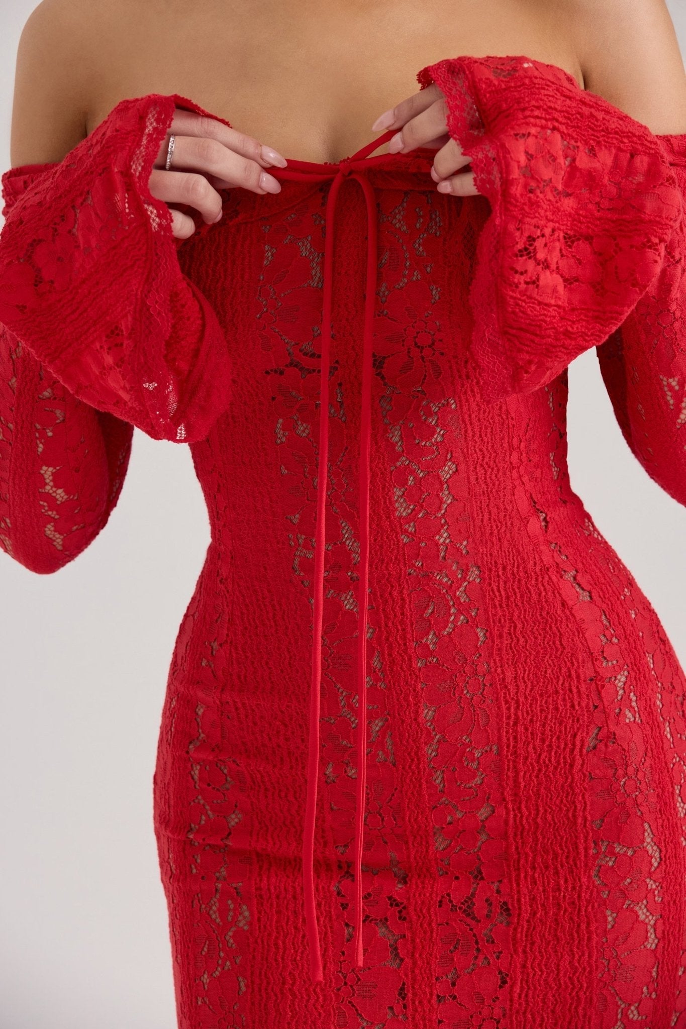 ASRA Vintage floral lace off shoulder maxi dress