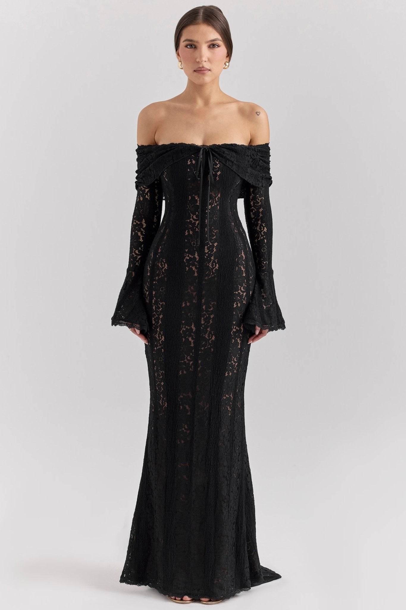 ASRA Vintage floral lace off shoulder maxi dress