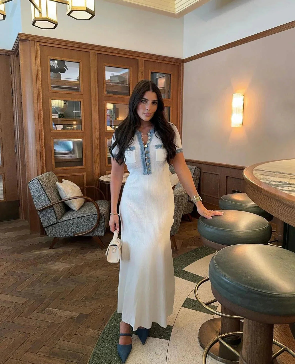 AMALYA Sommerkleid - Weiß & Blau