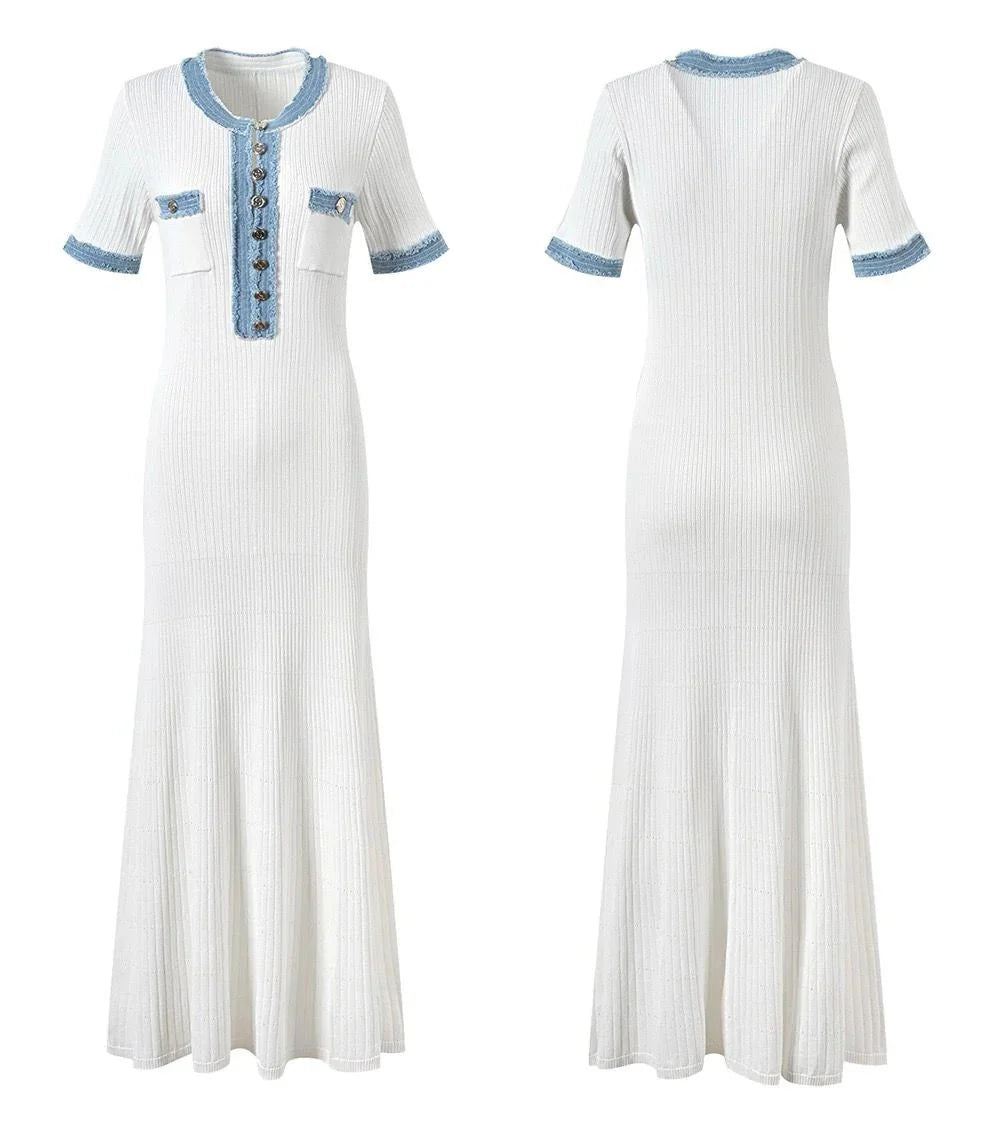 AMALYA Sommerkleid - Weiß & Blau