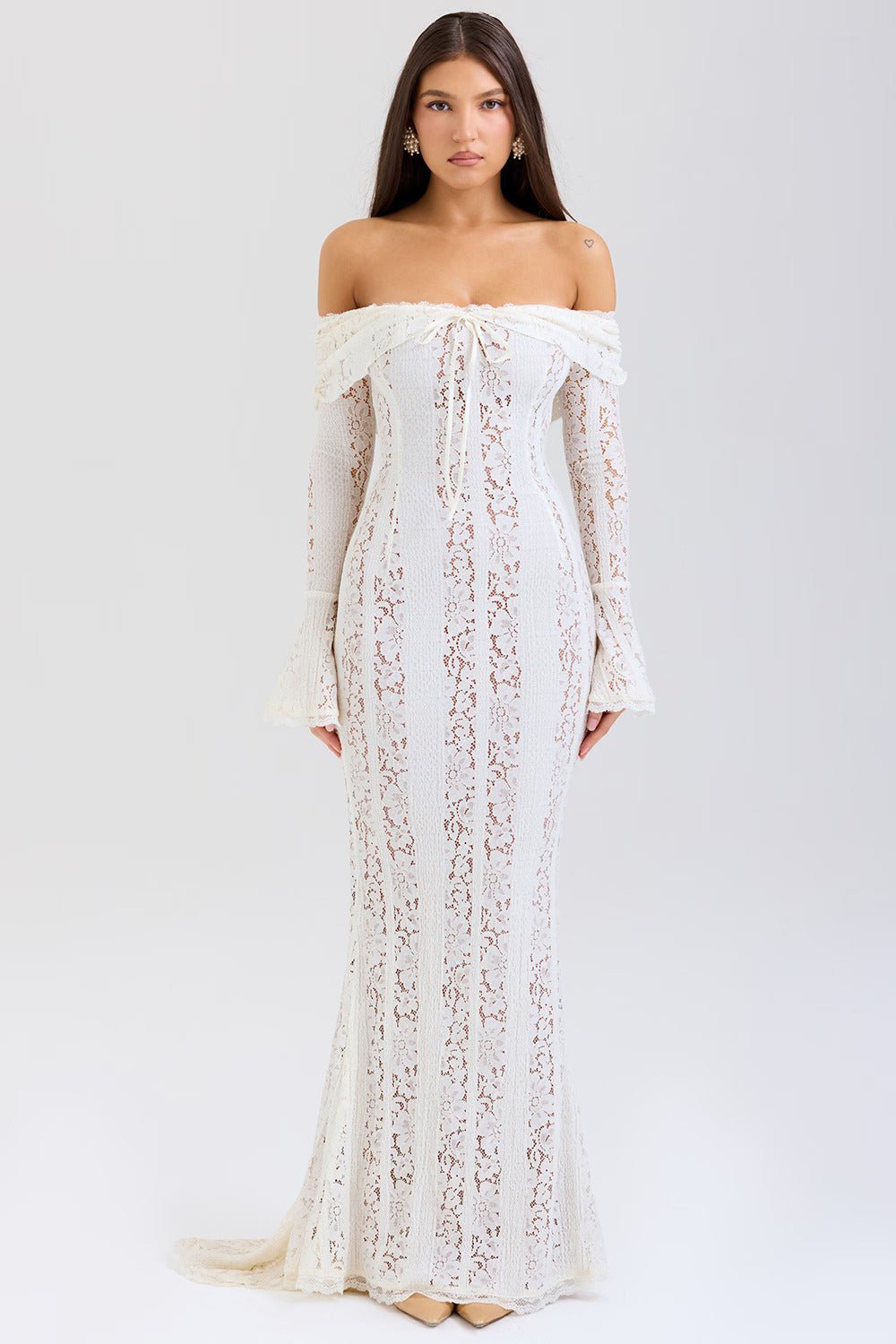ASRA Vintage floral lace off shoulder maxi dress